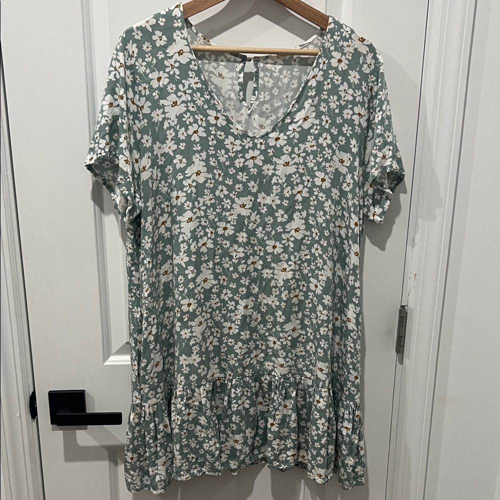 Cotton‎ Bleu Floral Print Women's Flowy Dress Size Large